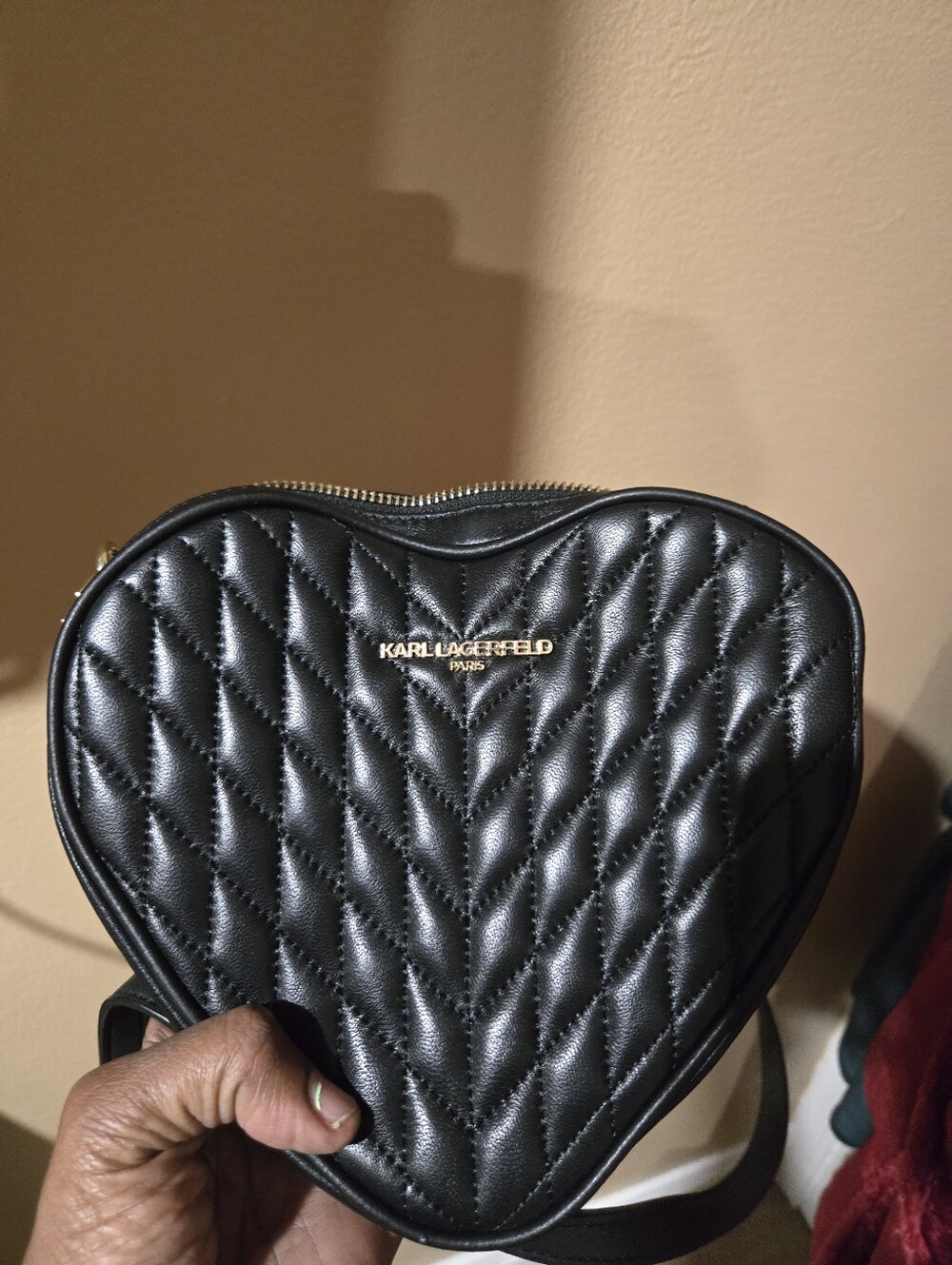 Women's Karl Lagerfeld Paris Kosette Quilted Heart Leather Crossbody Bag